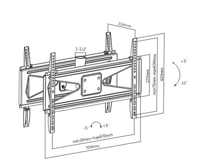 Maclean Universal Bracket for Two TVs 23-70 inch Max VESA 600x400 50 kg MC-703