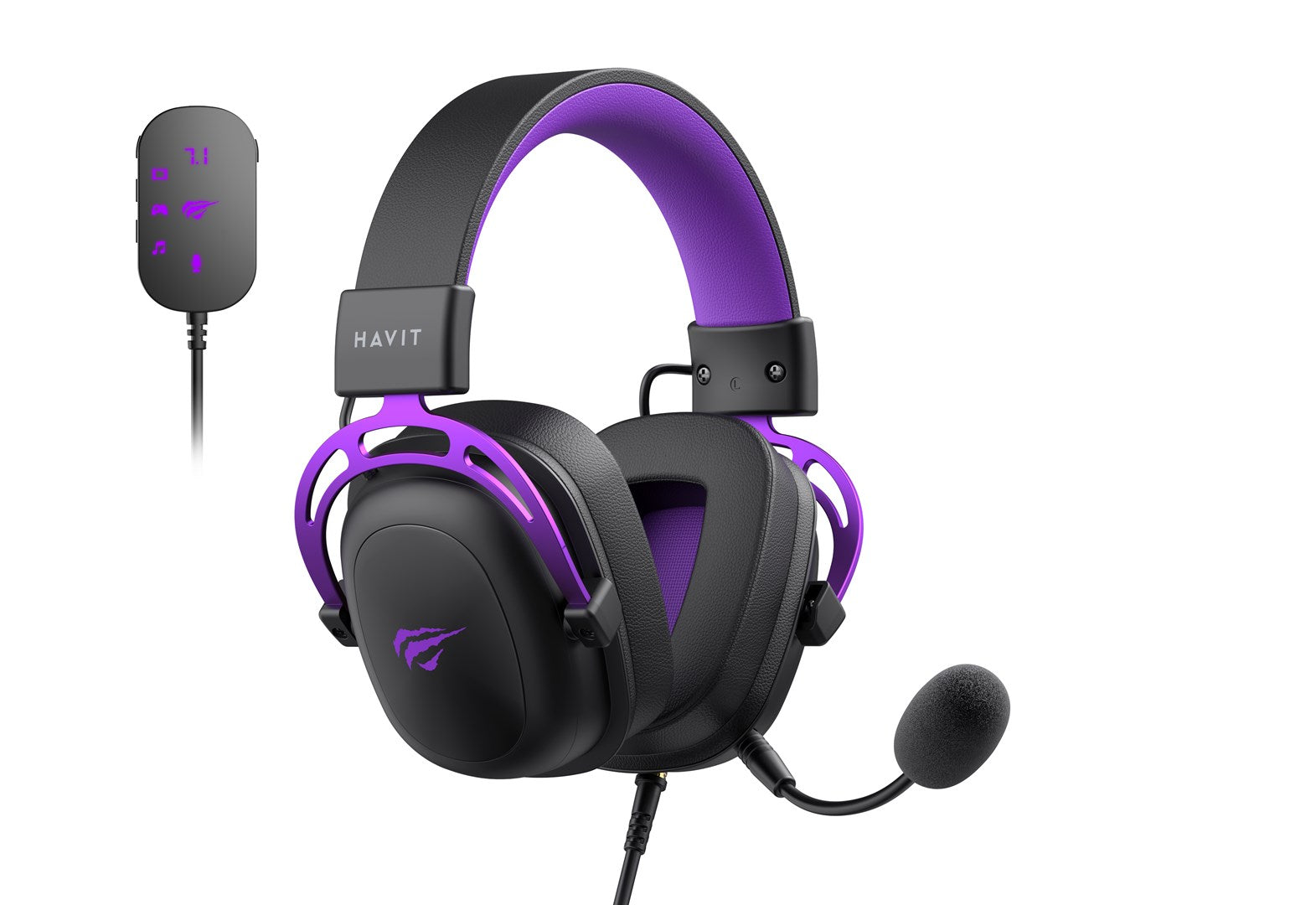 Havit H2002C+U Gaming Headphones (Black and Purple)