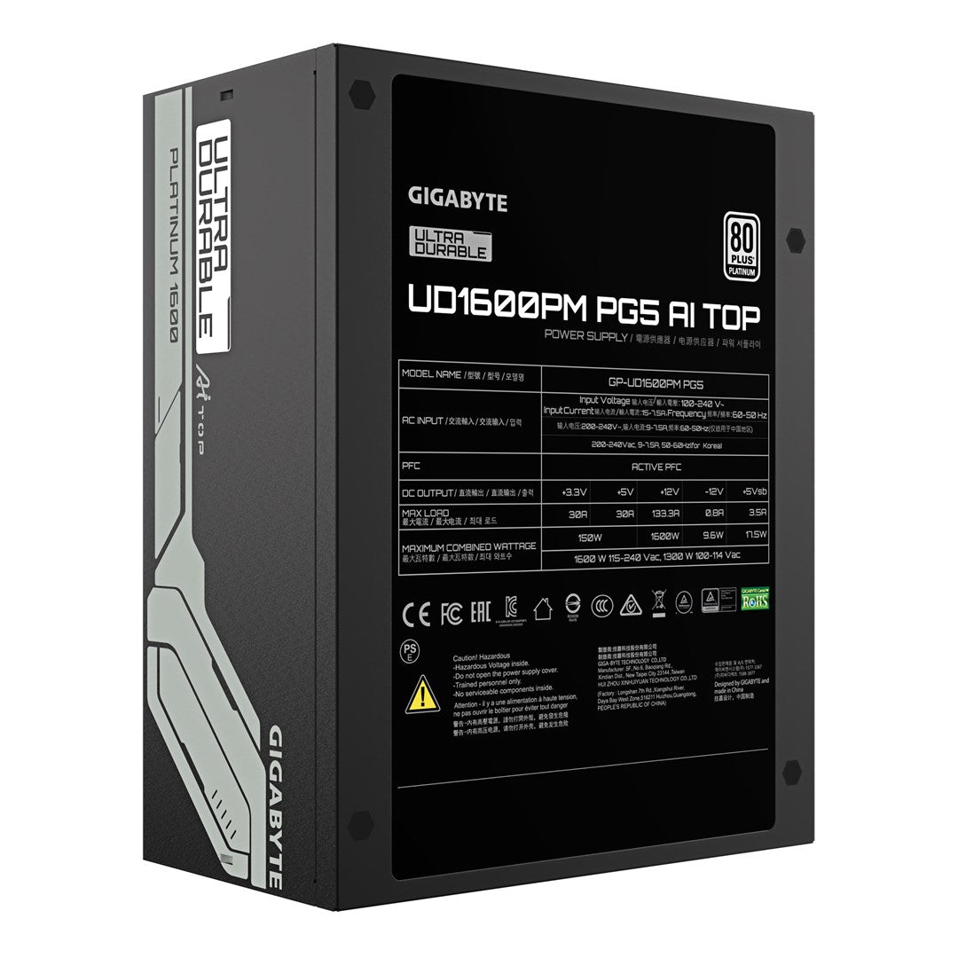 Gigabyte Power Supply 1600W 80 PLUS Platinum Fully Modular Model GP-UD1600PM-PG5