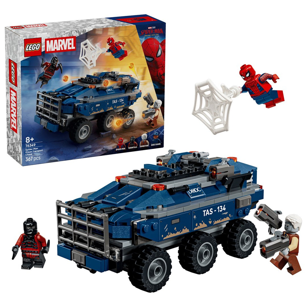 LEGO Building Blocks Spider-Man Prison Transport Chase Set 76349 - 367 Pieces, 4 Minifigures
