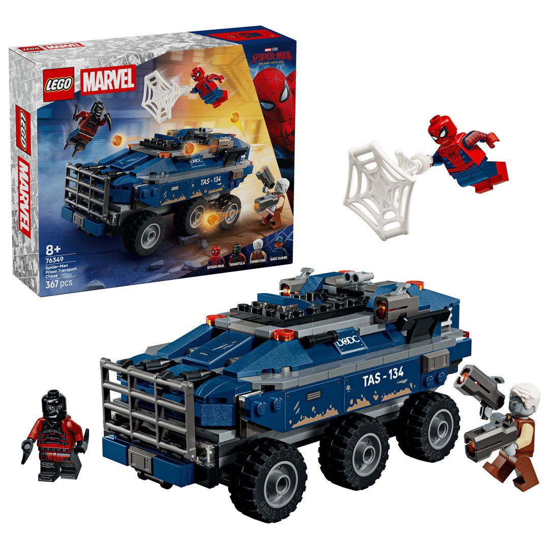 LEGO Building Blocks Spider-Man Prison Transport Chase Set 76349 - 367 Pieces, 4 Minifigures