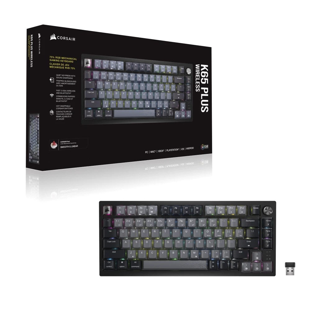 Corsair K65 PLUS WIRELESS 75% RGB Mechanical Gaming Keyboard, 1660 g, Model 33549428