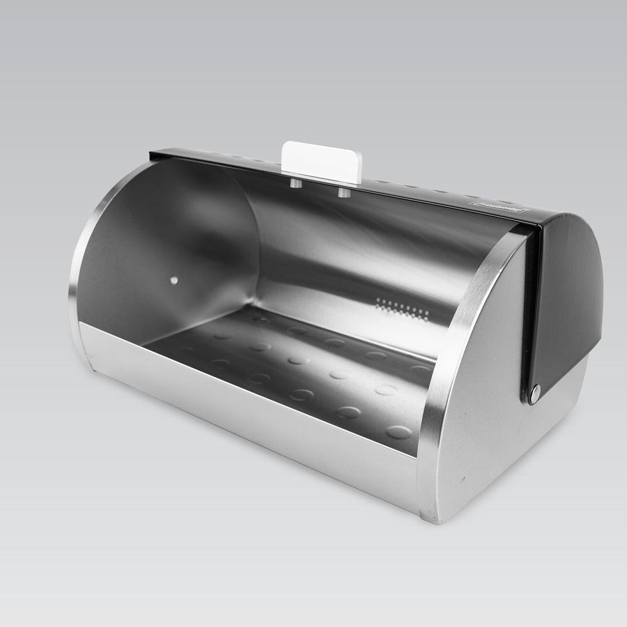 Maestro MR-1676 Black Breadbox, Cylindrical Stainless Steel Food Container
