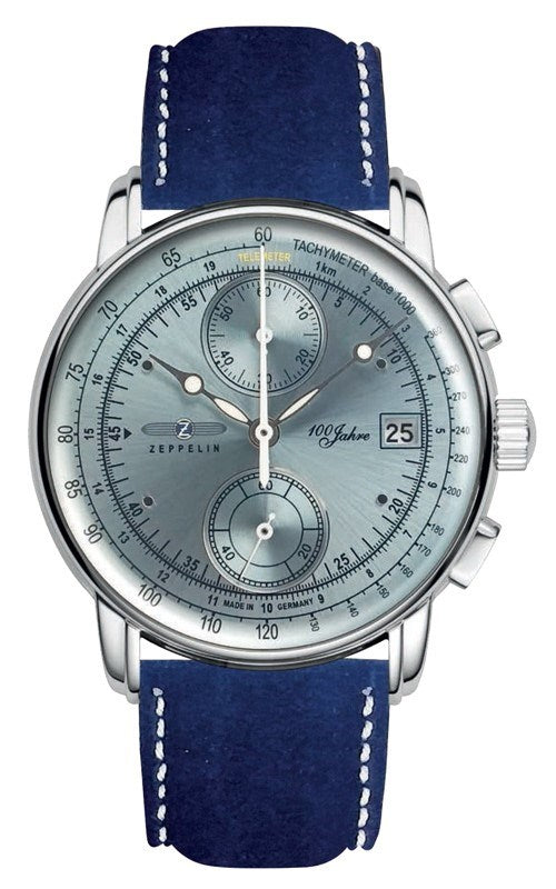 Zeppelin 100 Jahre Chronograph Men's Watch with Ice Blue Dial - 42 mm