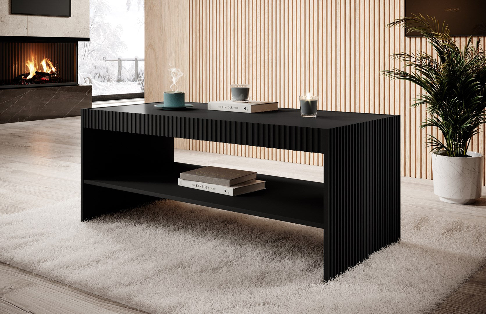 PAFOS Bench/Table 120x60x50 cm Black Matte
