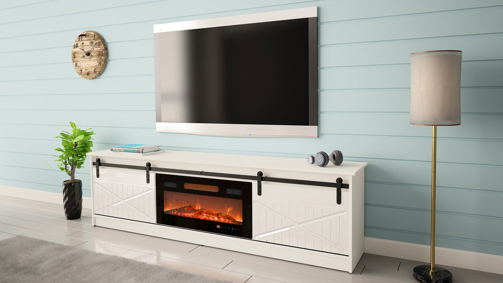 Cama MEBLE Fireplace Cabinet White Gloss 2000x2045x425 GRANERO+KOM B/B