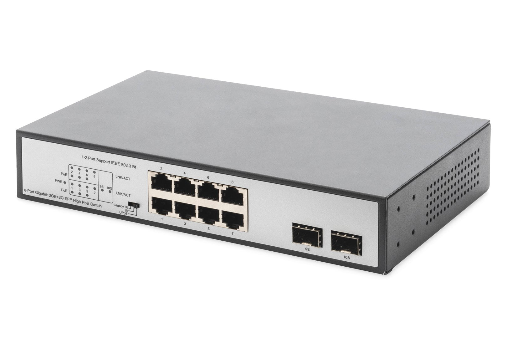 DIGITUS DN-95140 Unmanaged Switch - 6 x 10/100/1000 PoE++ + 2 x 10/100/1000 + 2 x SFP