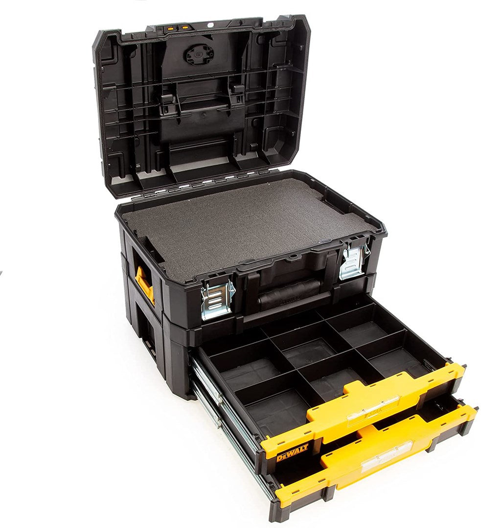 DeWALT Plastic Tool Box with 2 Drawers - 337 mm x 440 mm x 440 mm, Movable Tray DWST83395-1