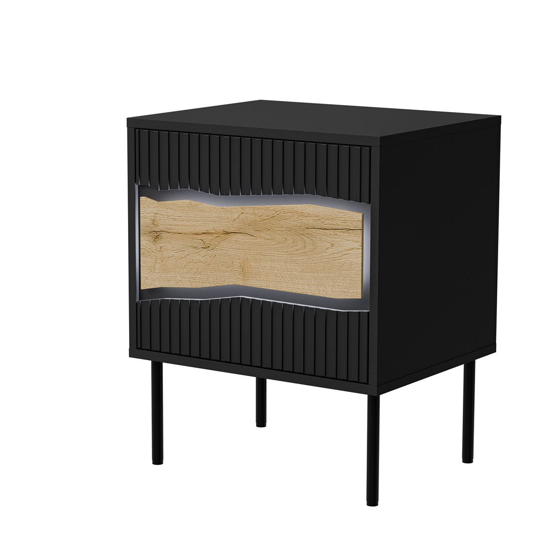 Cama INSERTO Bedside Cabinet 2 pcs 50x40x61.5 cm Black + LED