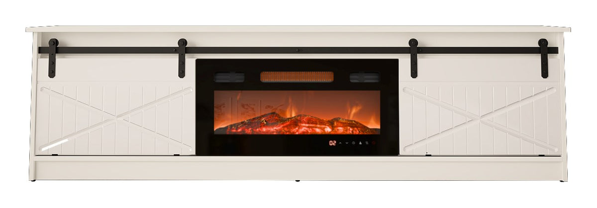 Cama MEBLE Fireplace Cabinet White Gloss 2000x2045x425 GRANERO+KOM B/B