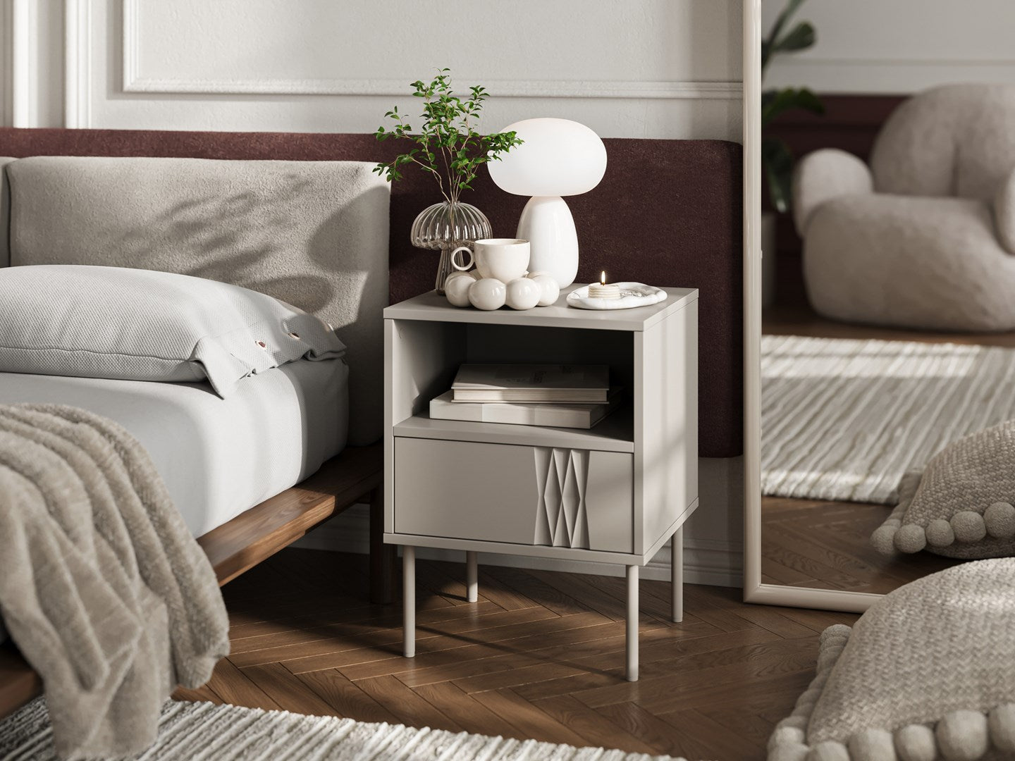 Cama Bedside Table 2 pcs. TRESSE 44x40x53 Cashmere Matt