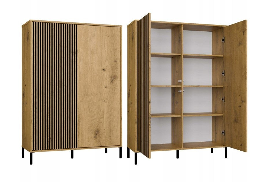 KAMARO 2DD SLIM/THICK OAK DISPLAY CABINET
