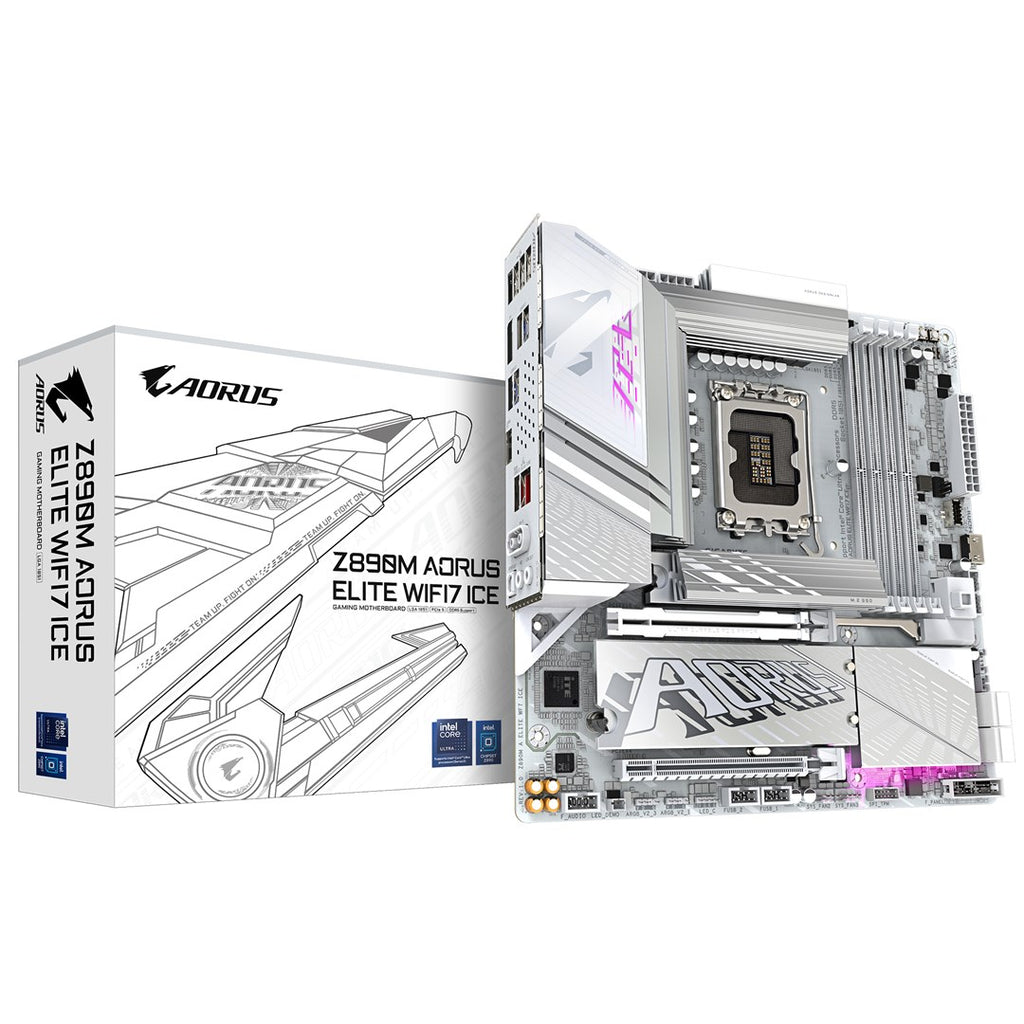 GIGABYTE AORUS Z890M ELITE WIFI7 ICE - Motherboard - micro ATX - LGA1851 socket - Z890 chipset - USB4, USB-C 3.2 Gen2, USB 3.2