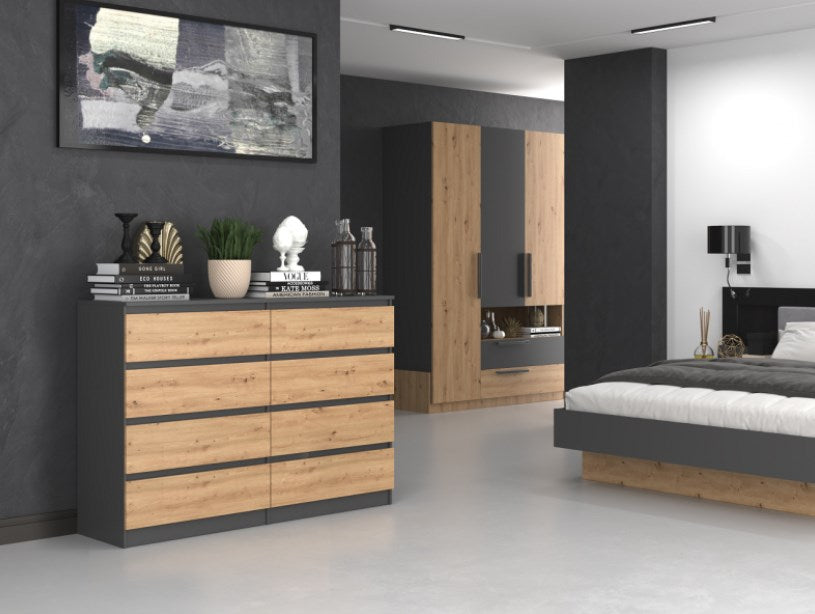Malwa M8 Chest of Drawers 140 cm Anthracite/Artisan Oak