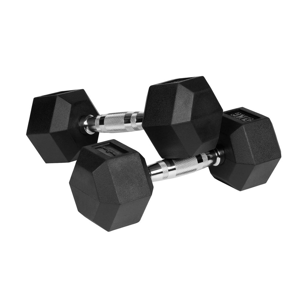 REBEL ACTIVE Rubber-coated cast iron dumbbells 2x5 kg