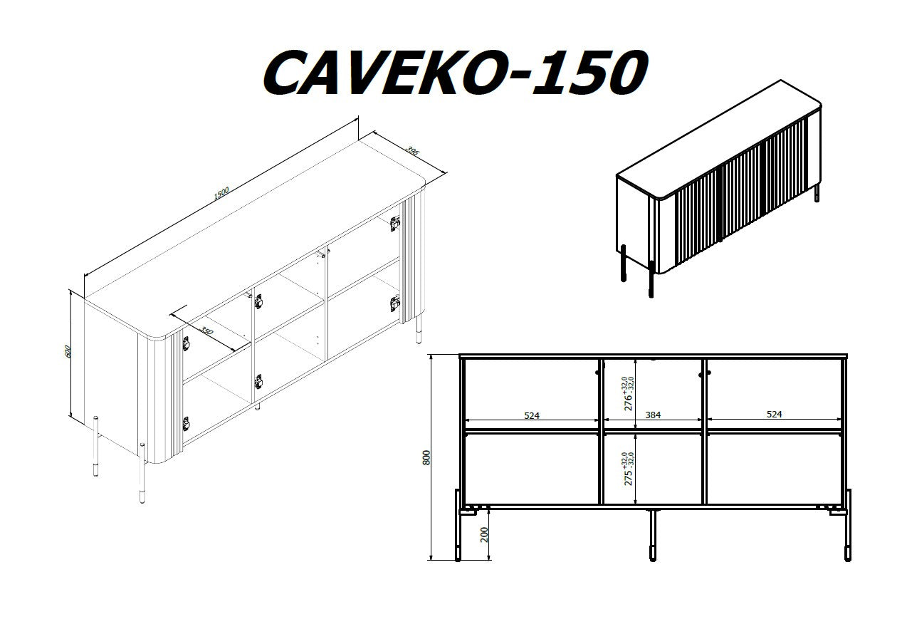 Cama VERA chest of drawers 150x40x80 cashmere matt