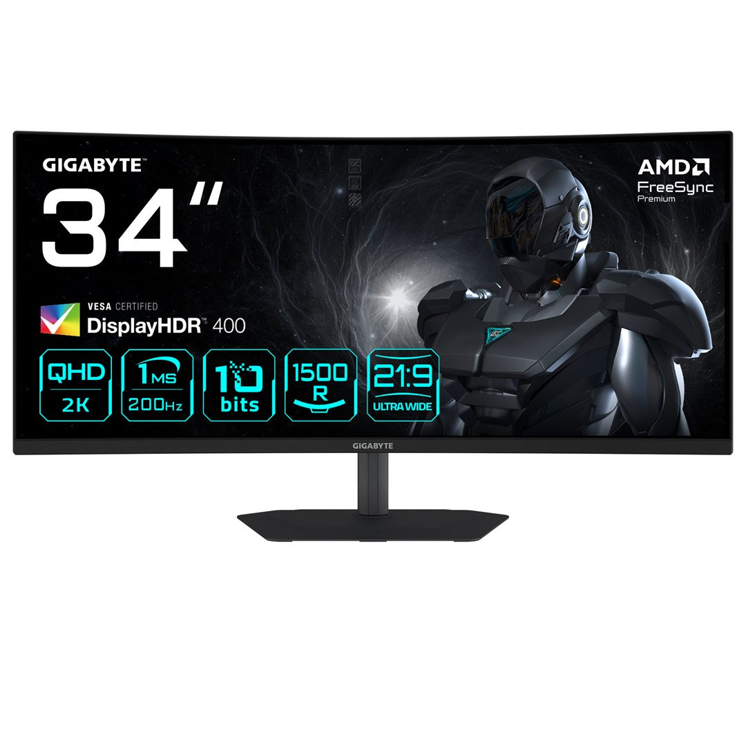 GIGABYTE G34WQC2 34" WQHD Curved Gaming Monitor 1500R 200H cd/m2