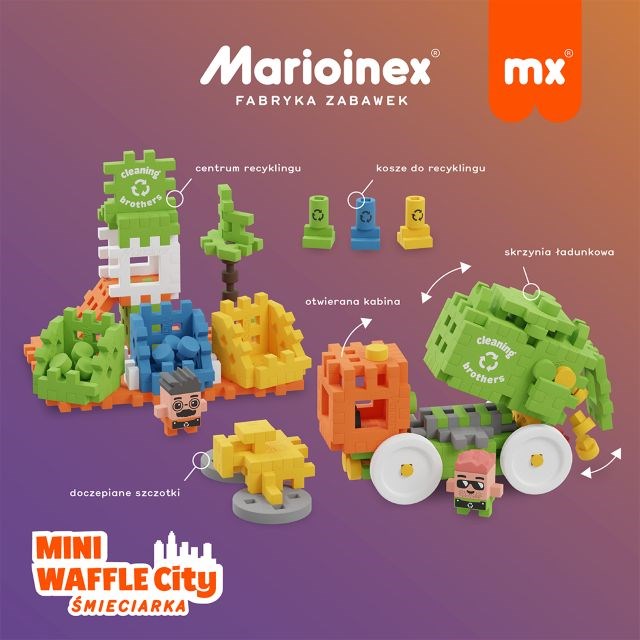 Marioinex Mini Waffle Building Blocks – City: Refuse Collection Truck  148 pieces