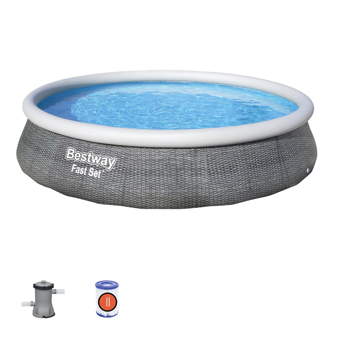 Bestway Fast Set Inflatable Pool 57376 Round 7340 L Grey