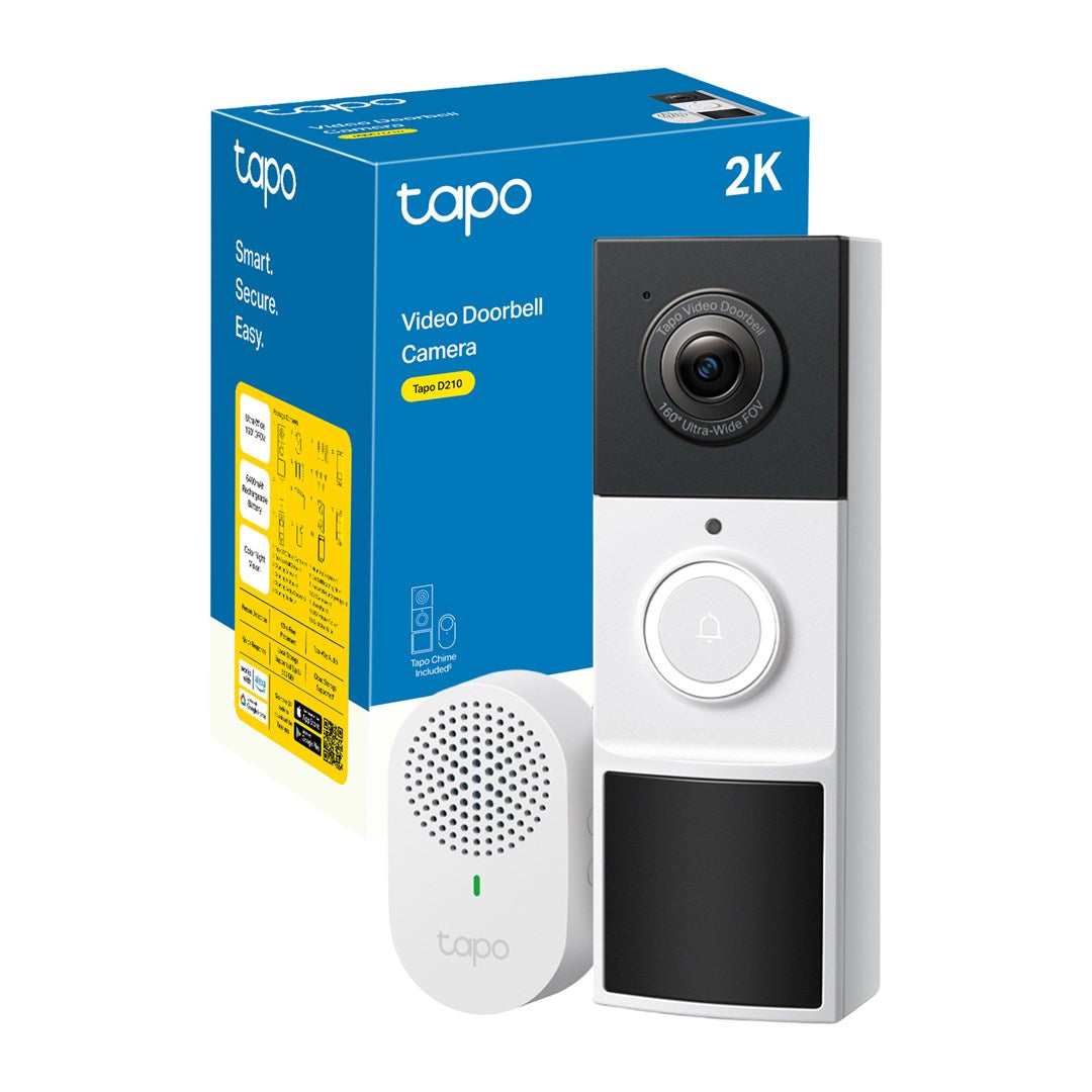 TP-Link Tapo Video Doorbell Camera 2304x1296, Wi-Fi, Rechargeable Battery, TAPO D210