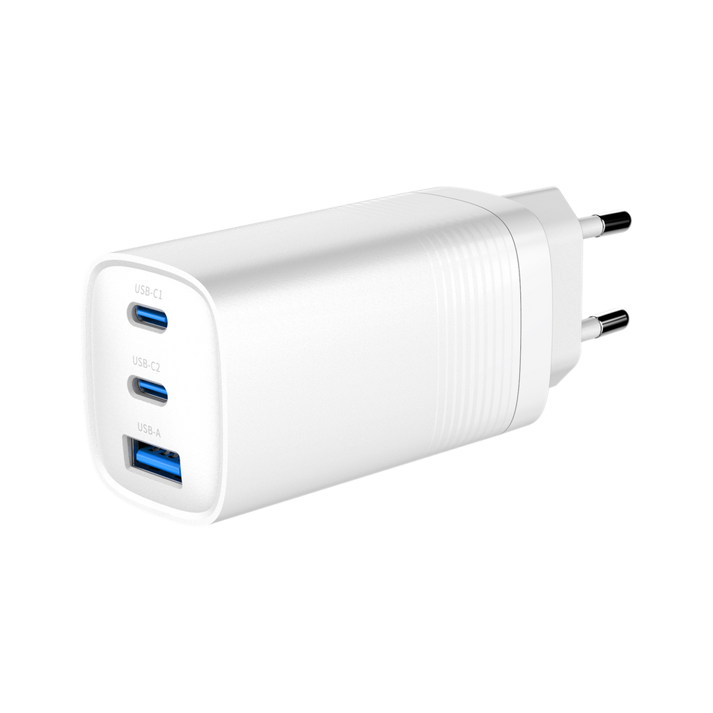 Gembird TA-UC-PDQC65-01-W 3-Port 65W GaN USB Power Delivery Fast Charger White