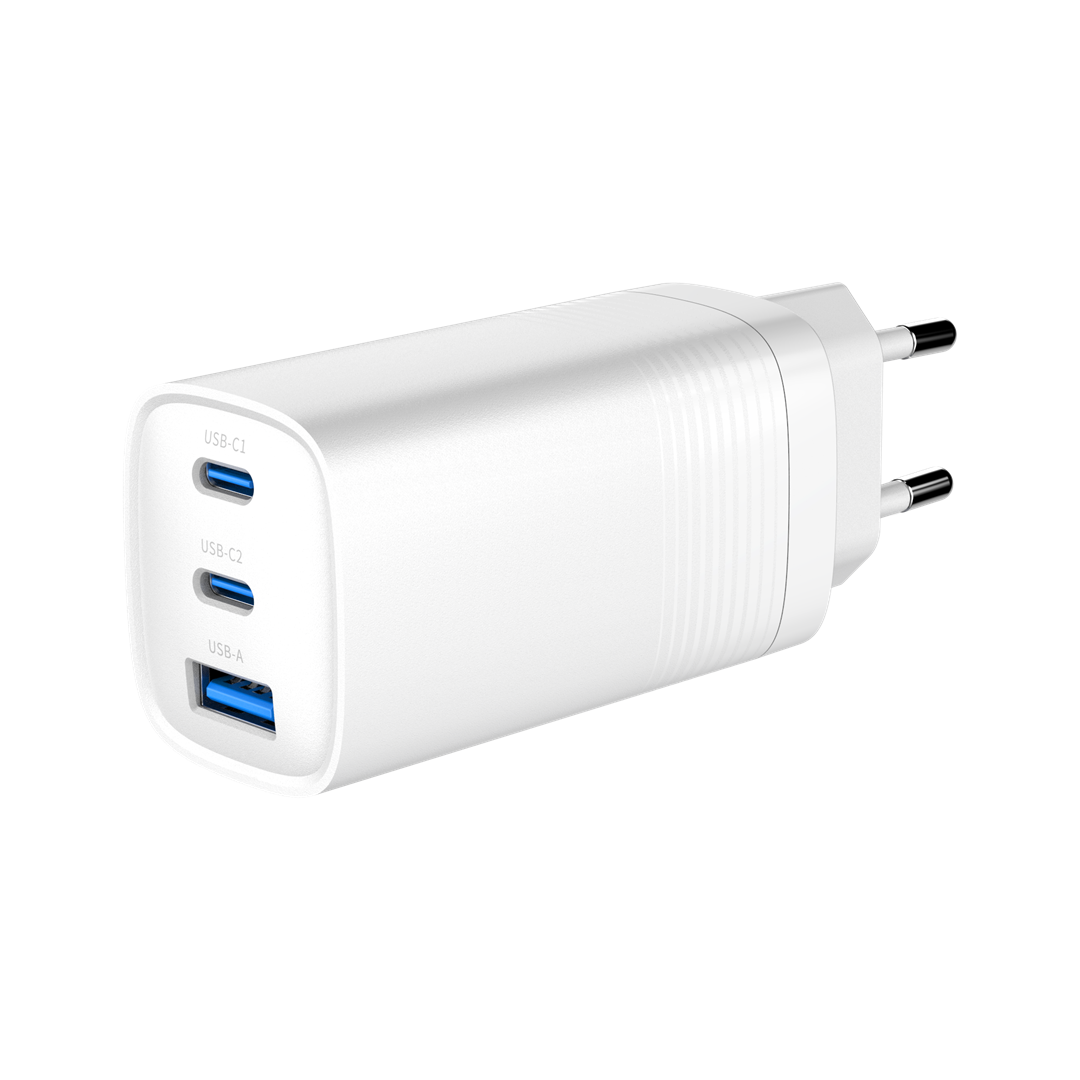 Gembird TA-UC-PDQC65-01-W 3-Port 65W GaN USB Power Delivery Fast Charger White