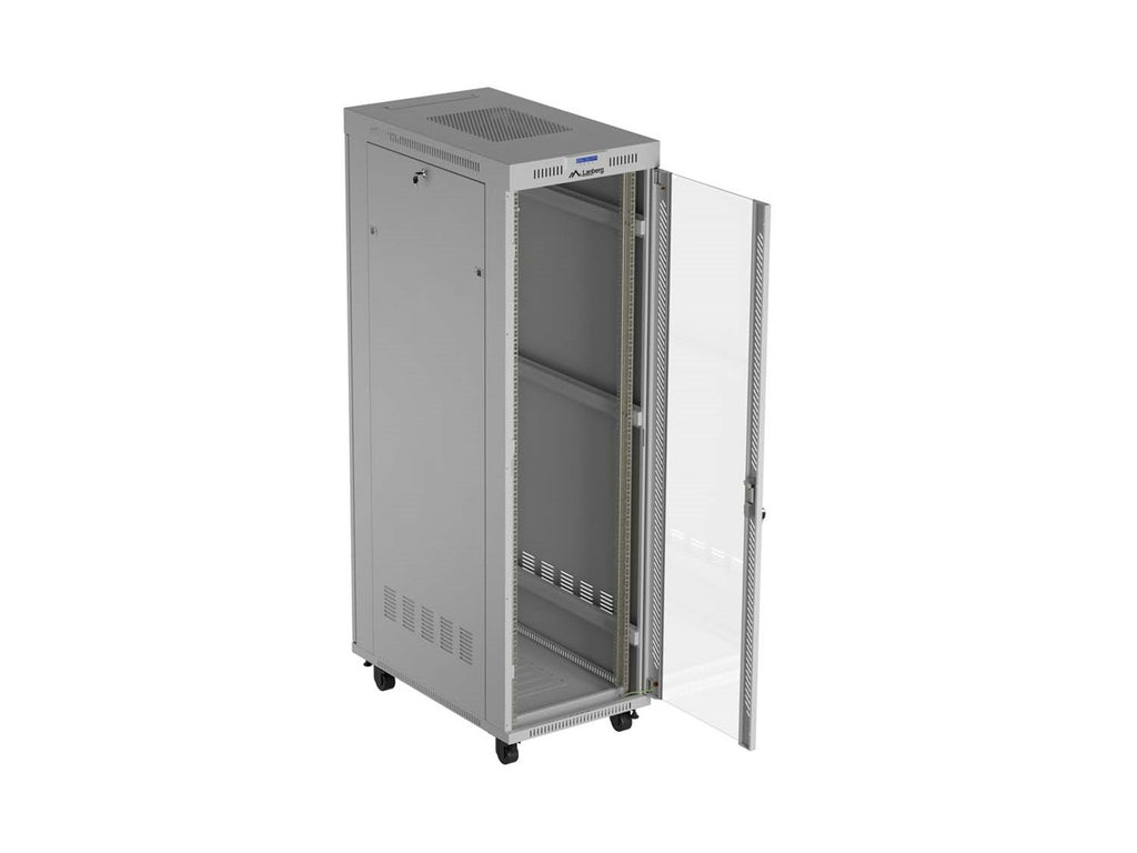 19  42U 600 × 1000 GREY FLOOR-STANDING RACK CABINET WITH GLASS DOOR AND LCD  LANBERG (FLAT PACK)