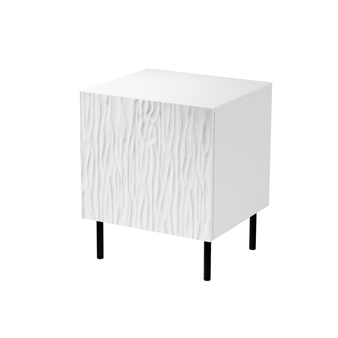 JUNGLE Bedside Table 2 pcs. 53.5x40.5x44 White Matt + Black Legs