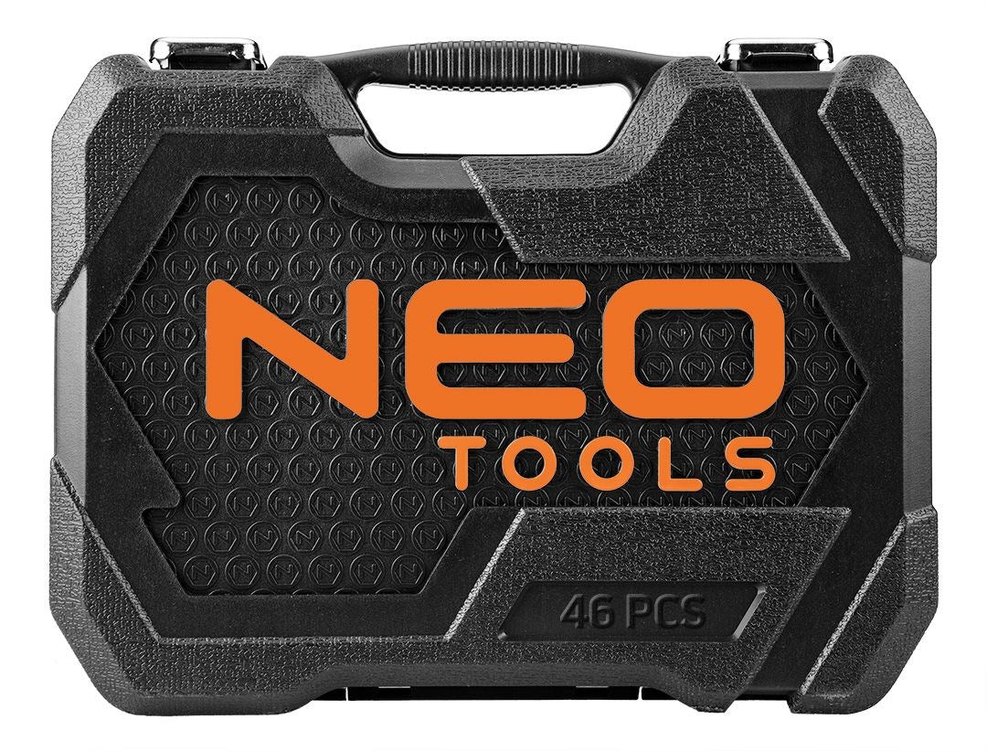 NEO 1/4 + 3/8 Through-Hole Socket Set 46 pcs for Hard-to-Reach Places