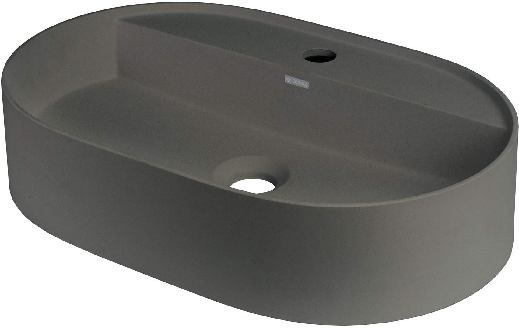 Granite countertop washbasin with a faucet island - oval