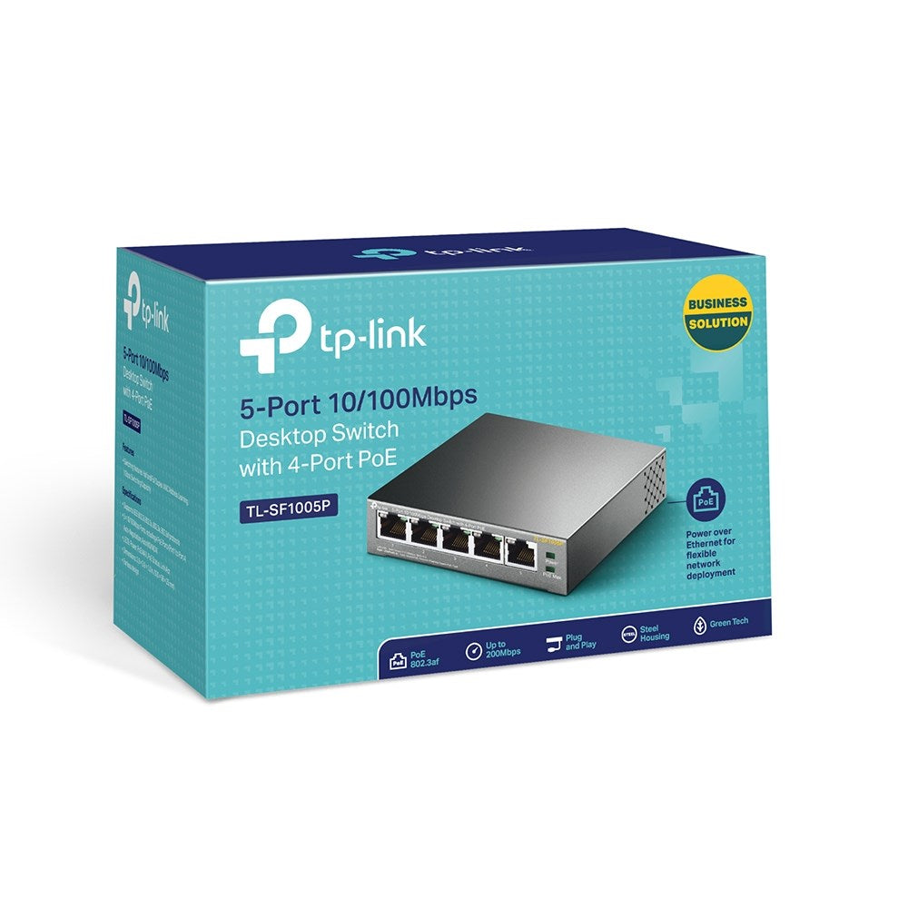 TP-LINK TL-SF1005P Unmanaged Fast Ethernet PoE Network Switch Black