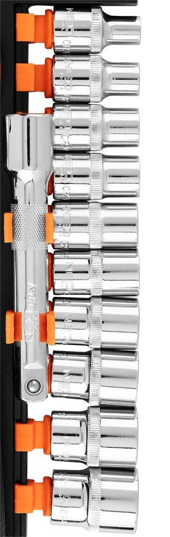NEO TOOLS Socket Set, 1/2", 1637 g, TOP-10-030