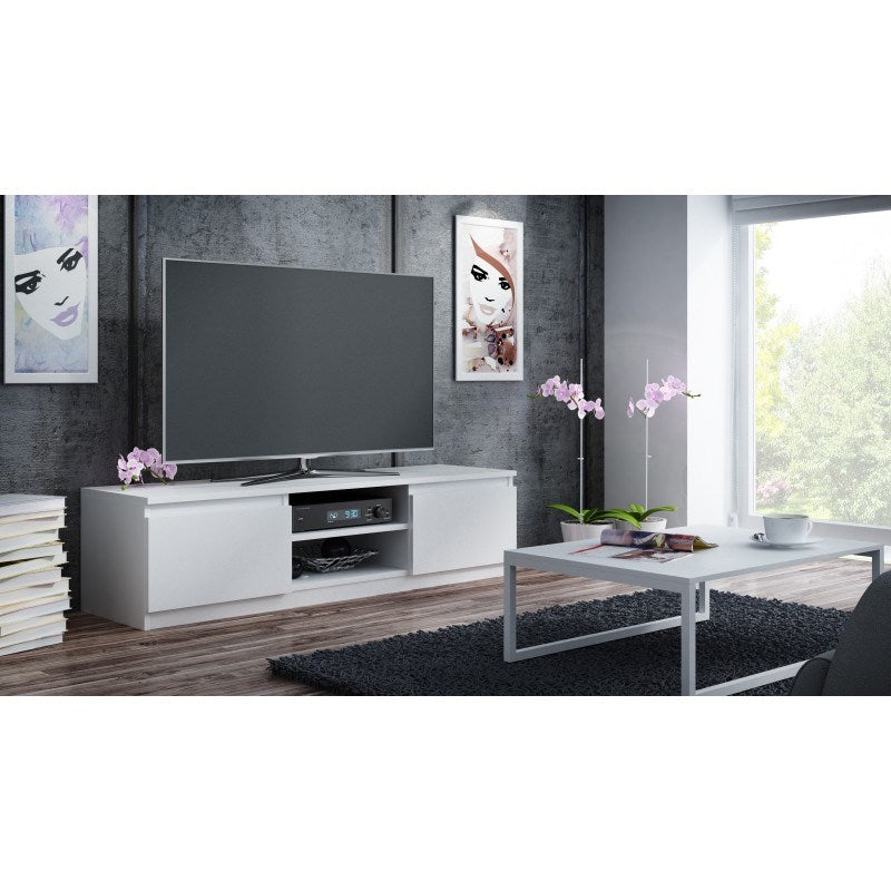Topeshop RTV140 TV Stand 2 Shelves White MALWA 140