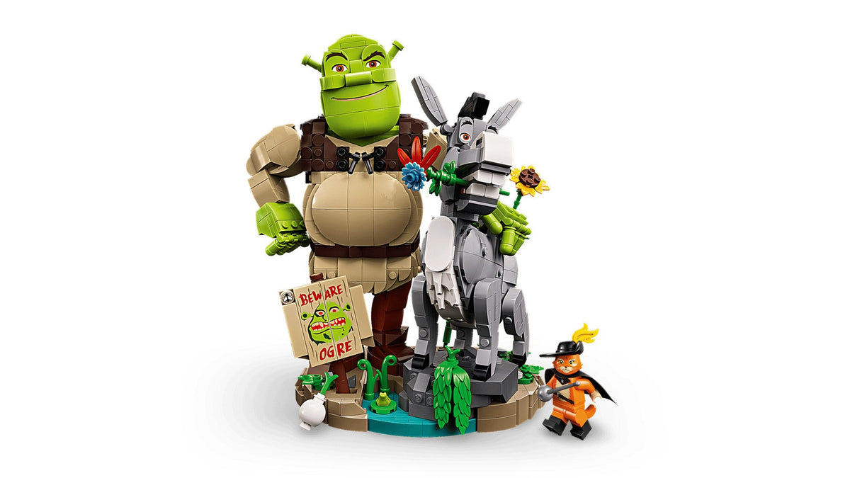 LEGO ICONS Shrek, Donkey and Puss in Boots Set, 1403 Pieces, Ages 18+, Model 72423