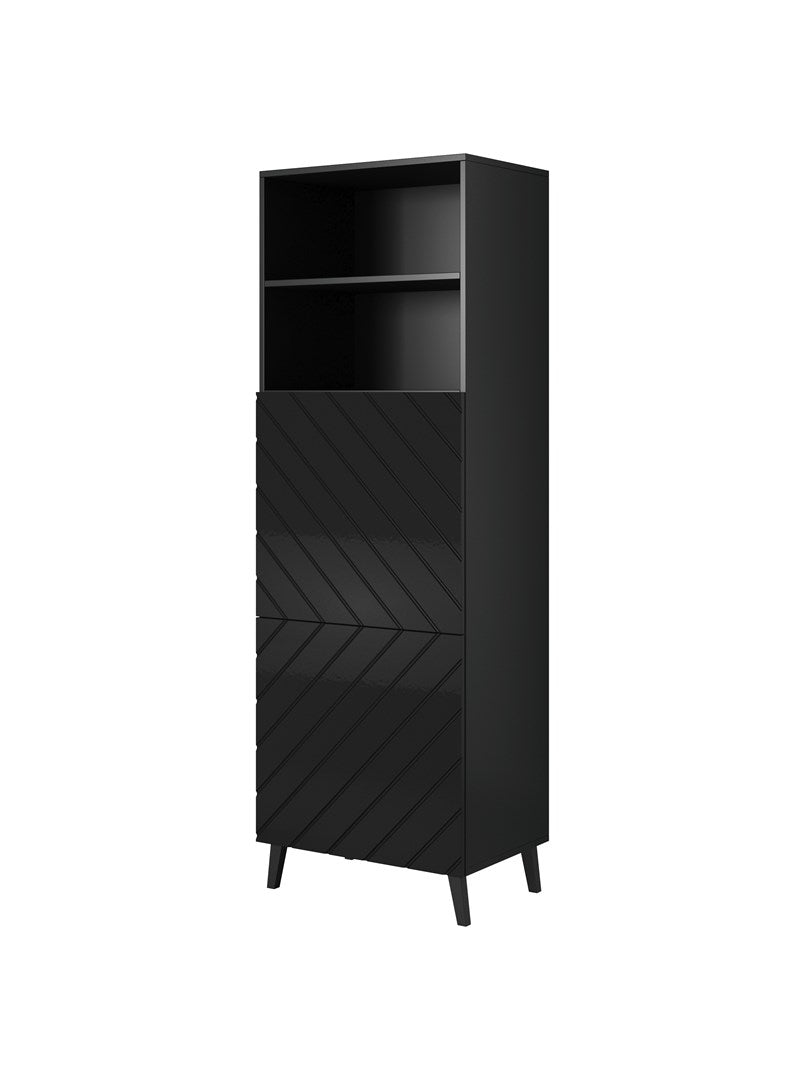 Cabinet ABETO 60x40x176.5 cm Gloss Black/Black