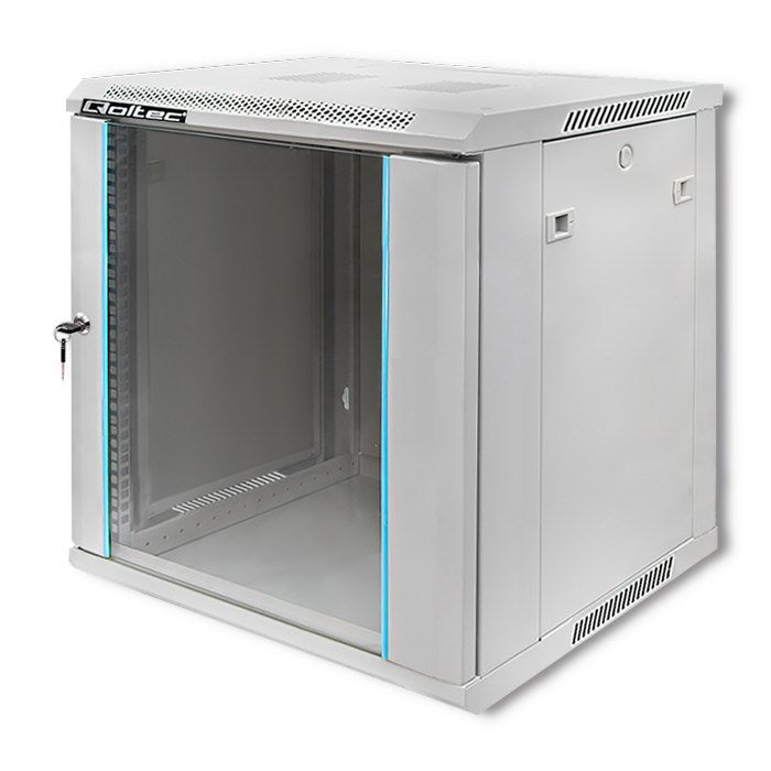 Qoltec 19" Rack Cabinet 12U - 600 x 635 x 450 - Grey - Hanging