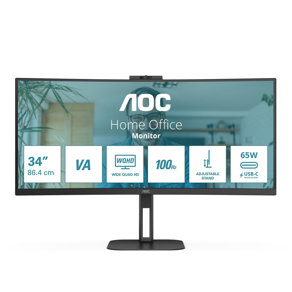 AOC V5 CU34V5CW 34" Wide Quad HD LED Monitor 3440 x 1440, Black
