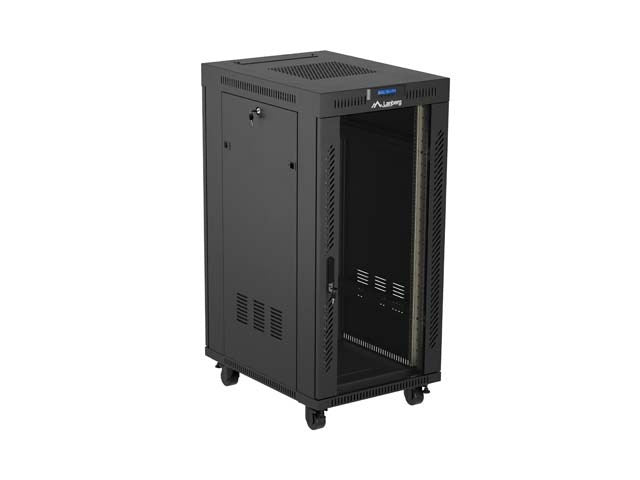 Lanberg Rack Installation Cabinet 24U 600x800 Black Glass Door V2