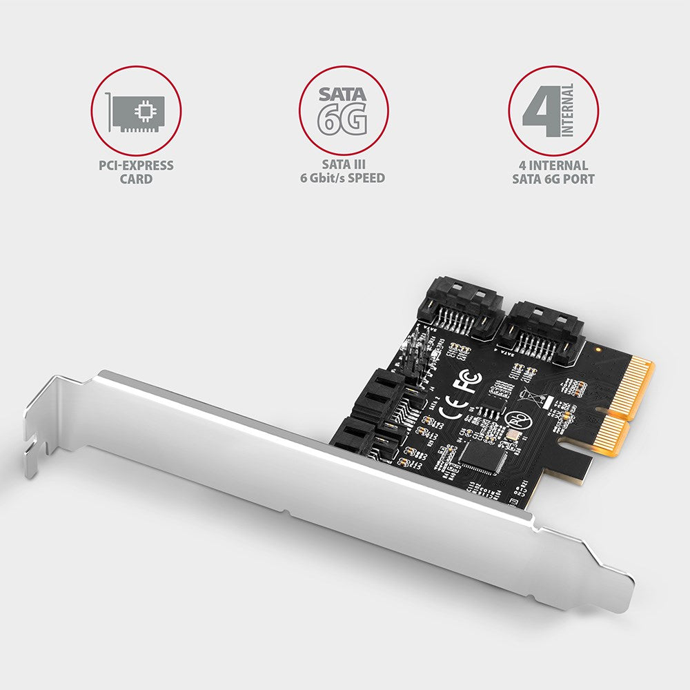 Axagon PCES-SA4X4 PCIe controller - 4x internal SATA 6G port  ASM1164  SP & LP