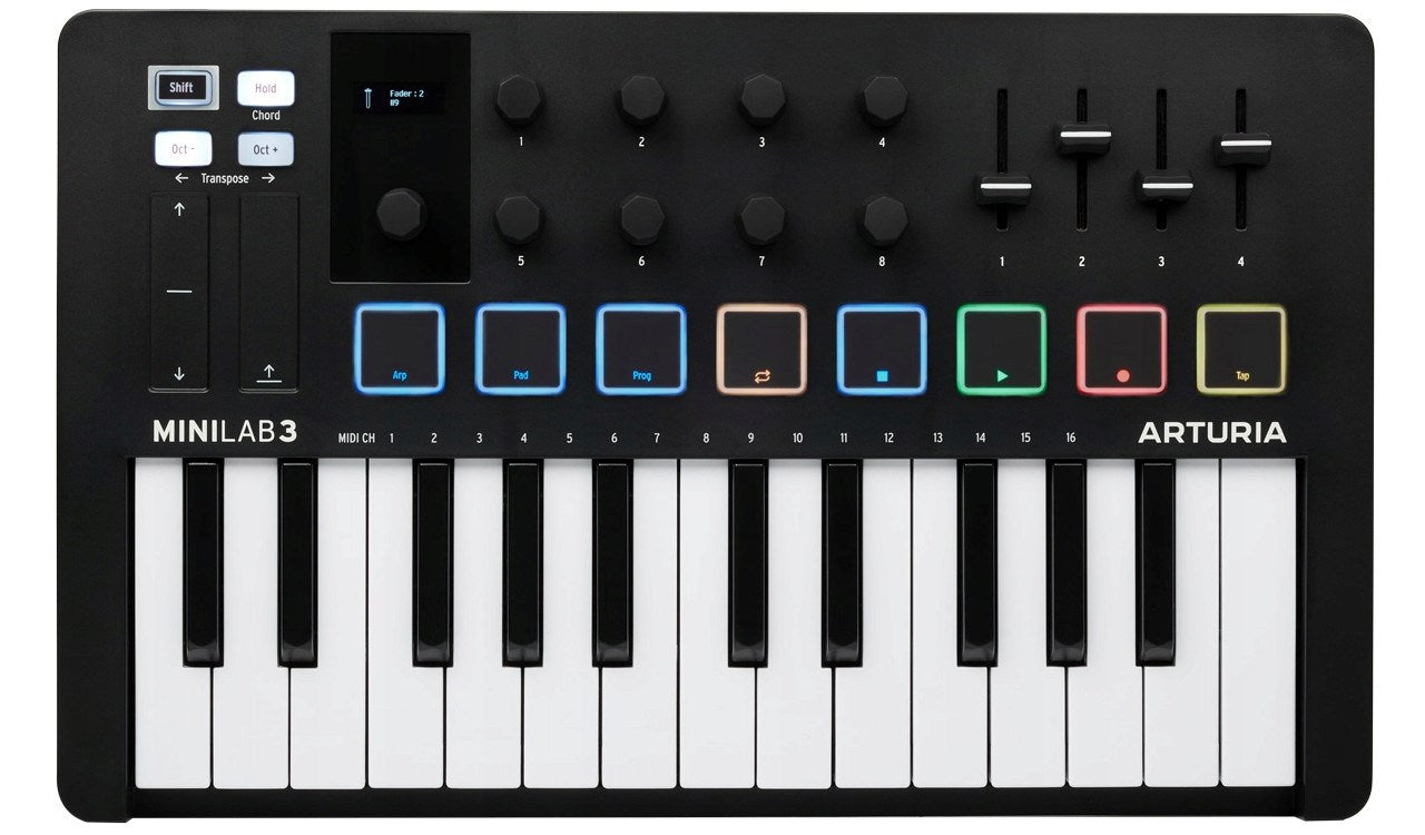 Arturia MiniLAB 3 MIDI Keyboard with Pad Controller, 500 Sounds, USB-C, Compatible with Windows and macOS