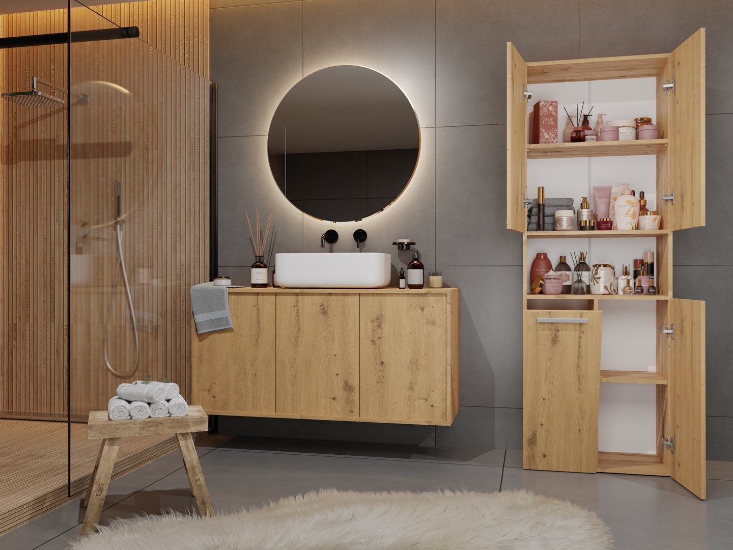 Topeshop NEL DK 1K - Bathroom Storage Cabinet Oak