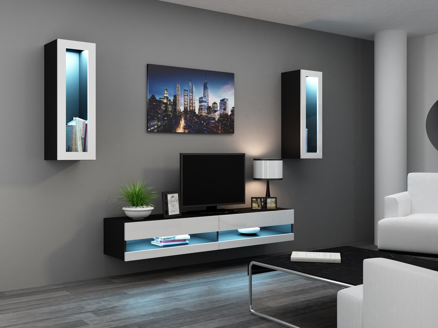Cama VIGO NEW TV Stand 30/140/40 Black/White Gloss