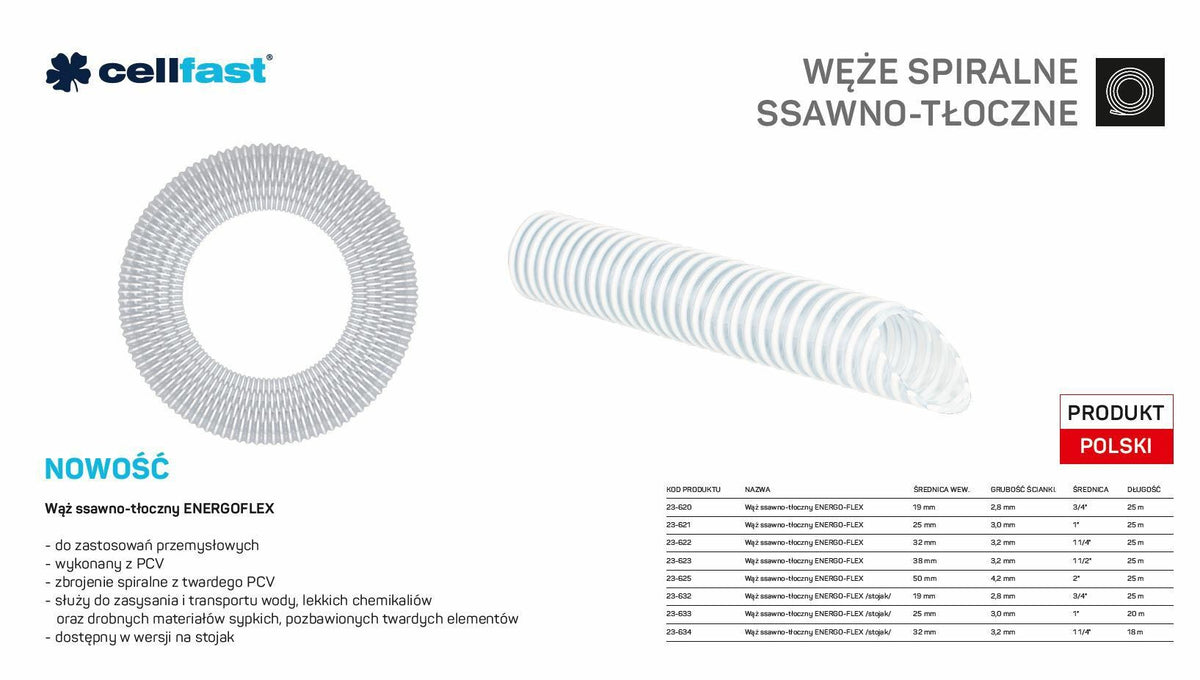 CF Suction and Pressure Hose 25 mm x 20 m Colourless Energo-Flex