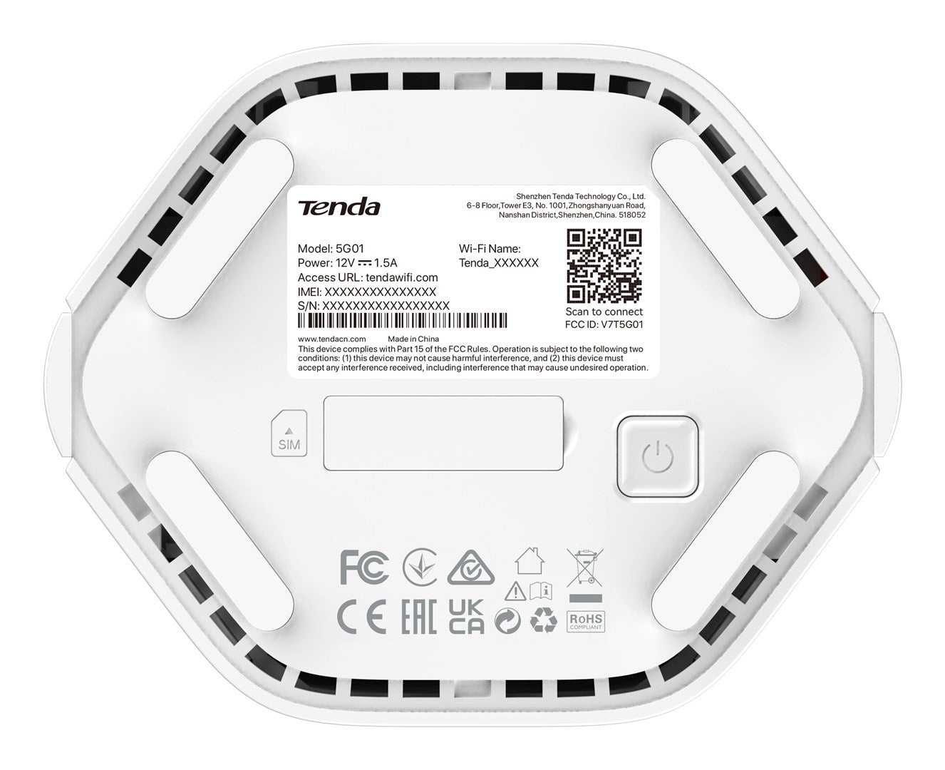 Tenda 5G01 Wireless Router Gigabit Ethernet Dual-band 5 G White
