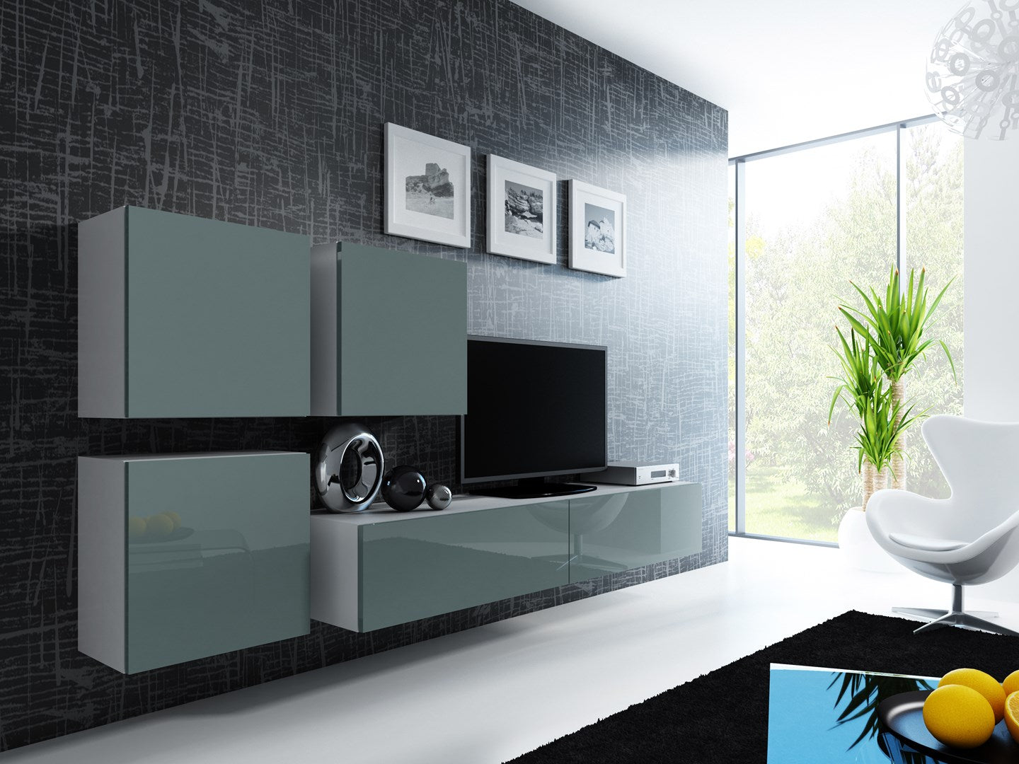 VIGO Square Cabinet 50/50/30 cm White/Grey Gloss