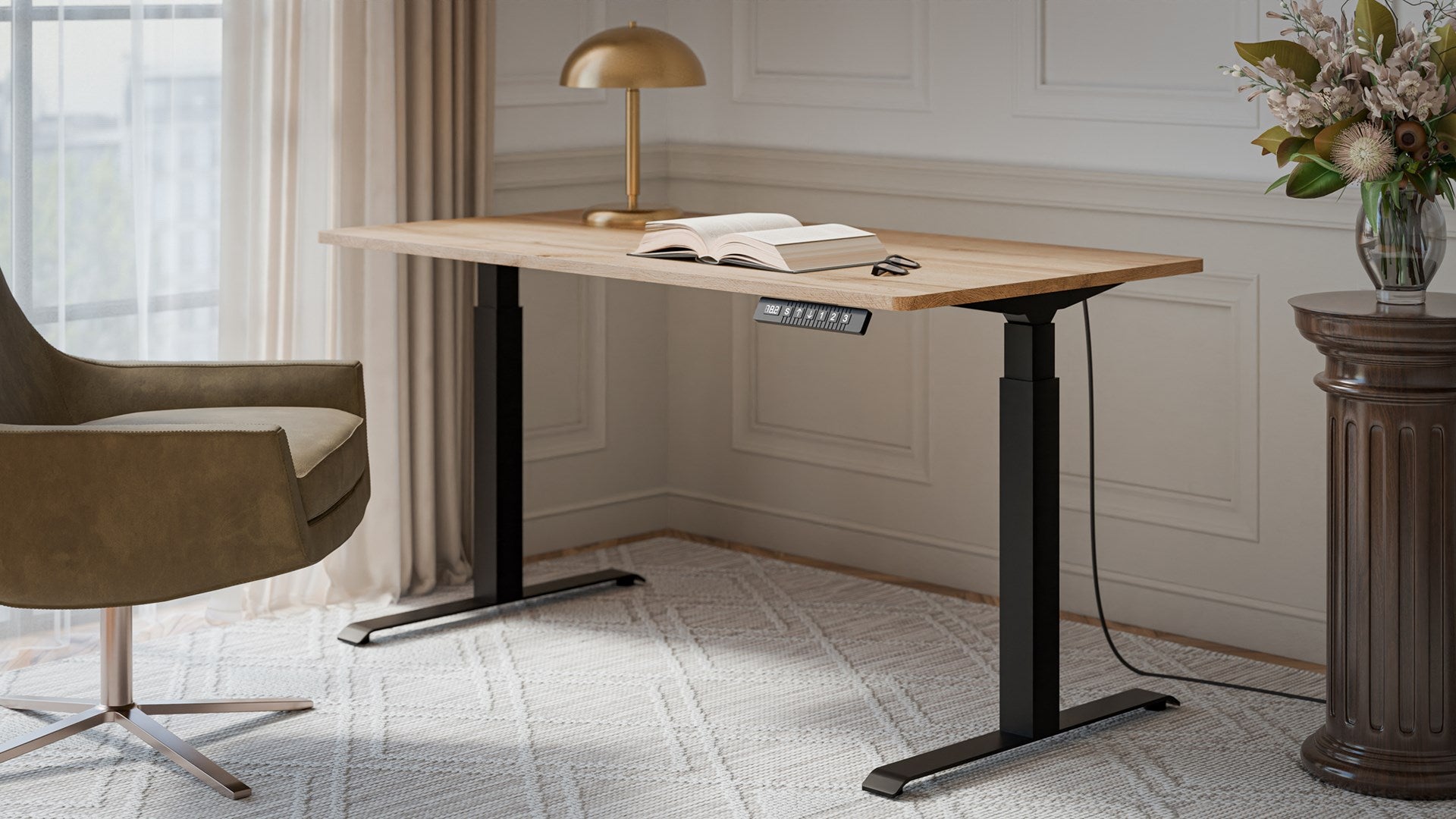 MOON LONG Electric Height Adjustable Desk 150x80x72-120 Black/Wotan