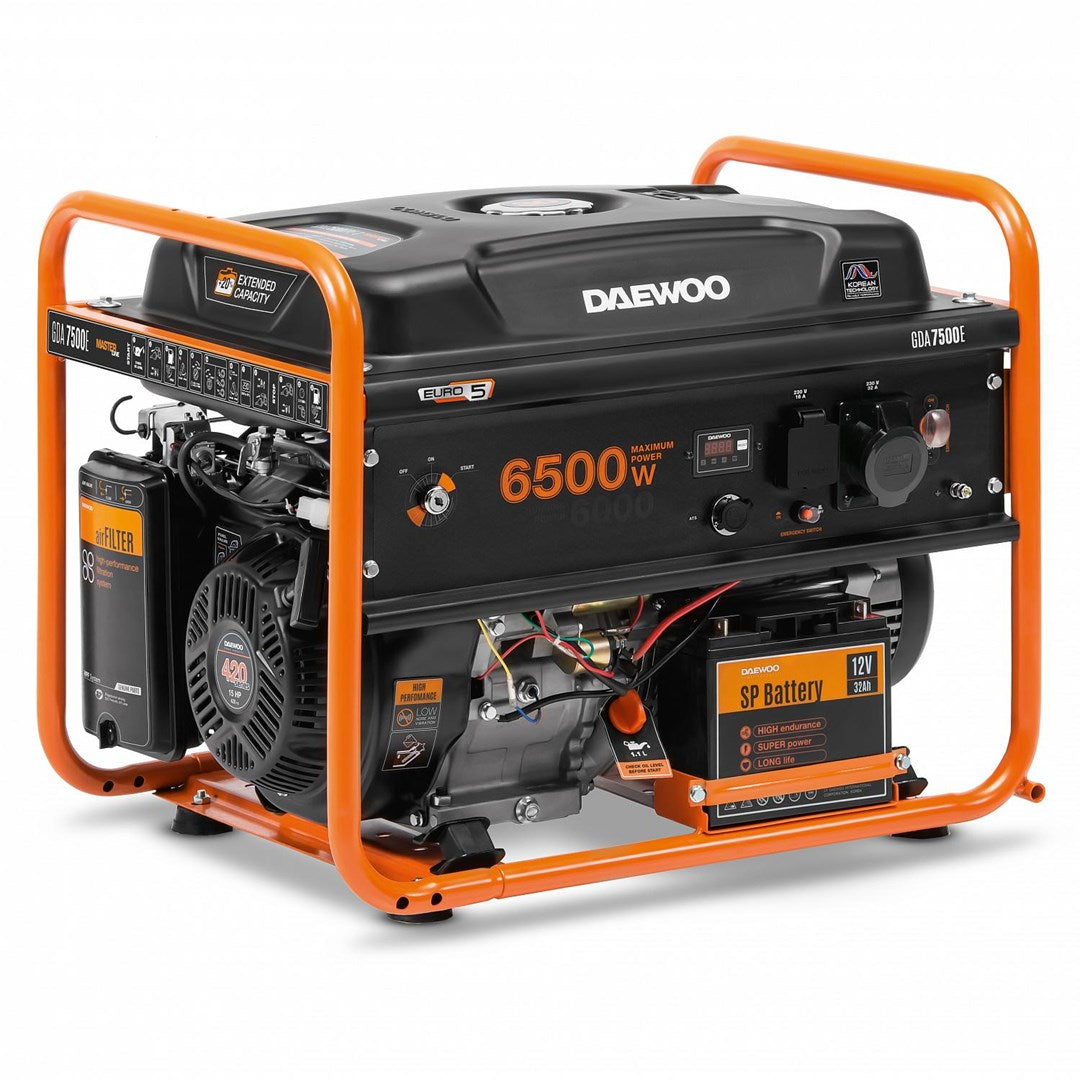 Daewoo Engine-Generator GDA7500E 6500W Petrol House and Garden Generator