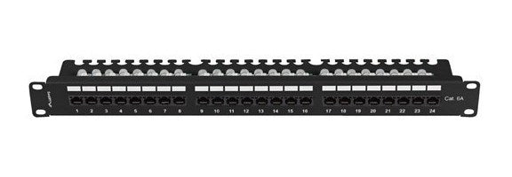Lanberg Patch Panel 24 Port 1U Cat6a Steel Black PPUA-1124-B