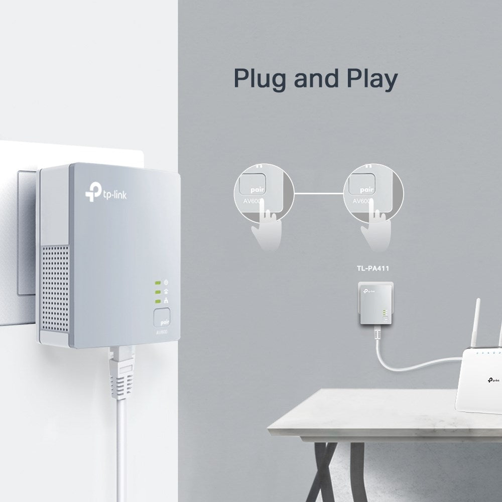 TP-Link PA411KIT 500 Mbps Powerline Adapter Starter Kit White 2 pcs