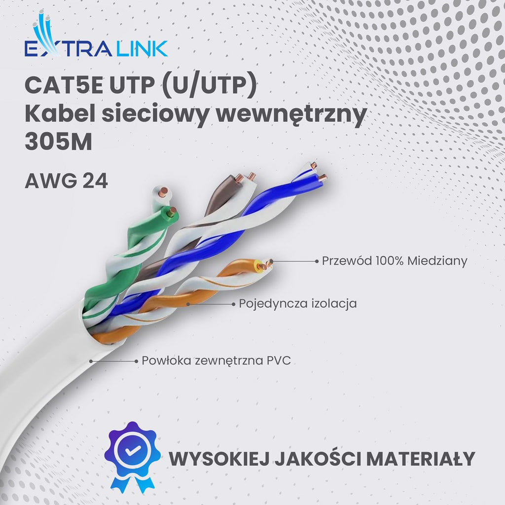 Extralink CAT5E UTP (U/UTP) V2 Internal Twisted-Pair Network Cable 305 m